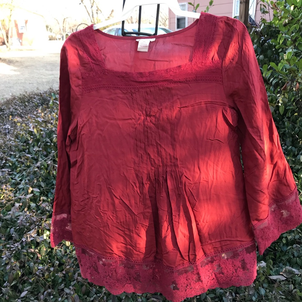 Sundance Red Lace Trim Tunic
